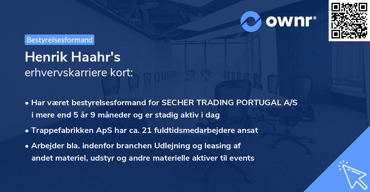 Henrik Haahr's erhvervskarriere kort
