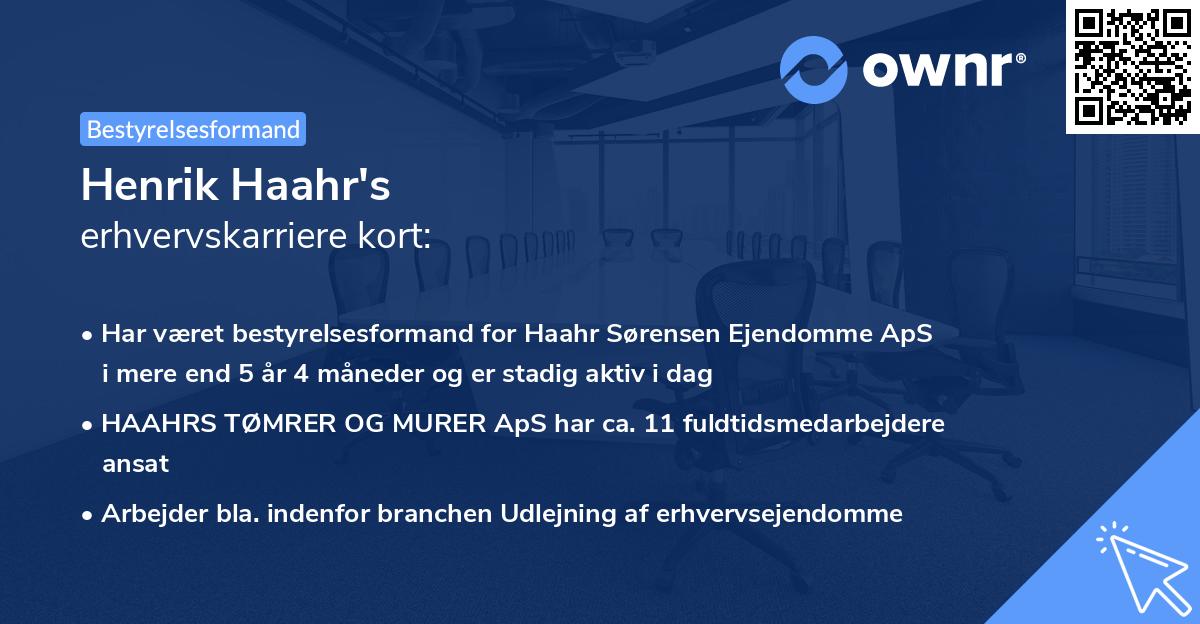 Henrik Haahr's erhvervskarriere kort