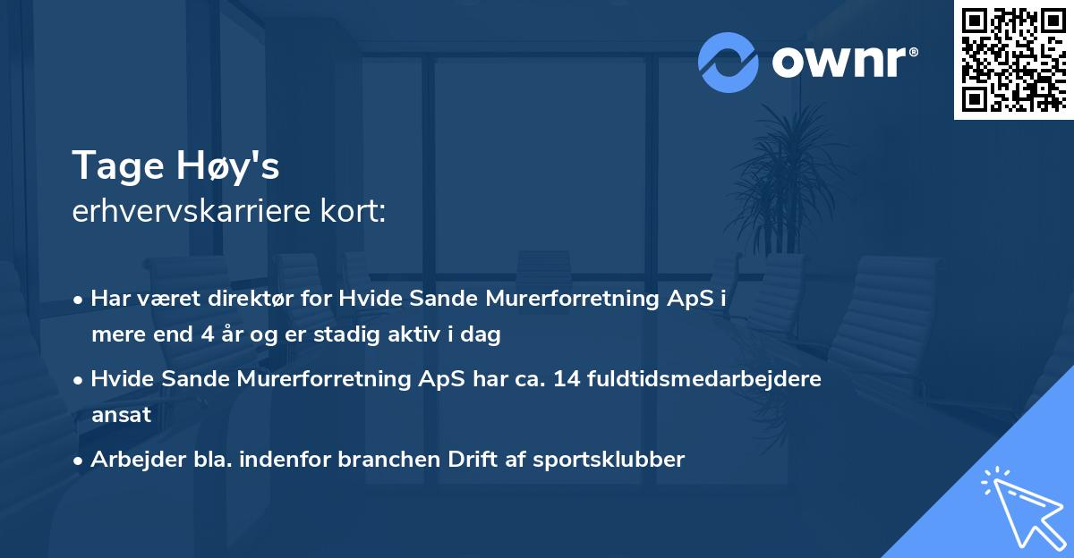 Tage Høy's erhvervskarriere kort