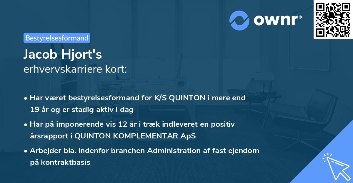 Jacob Hjort's erhvervskarriere kort