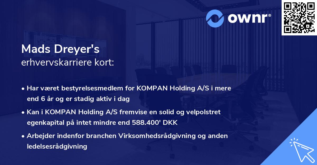 Mads Dreyer's erhvervskarriere kort