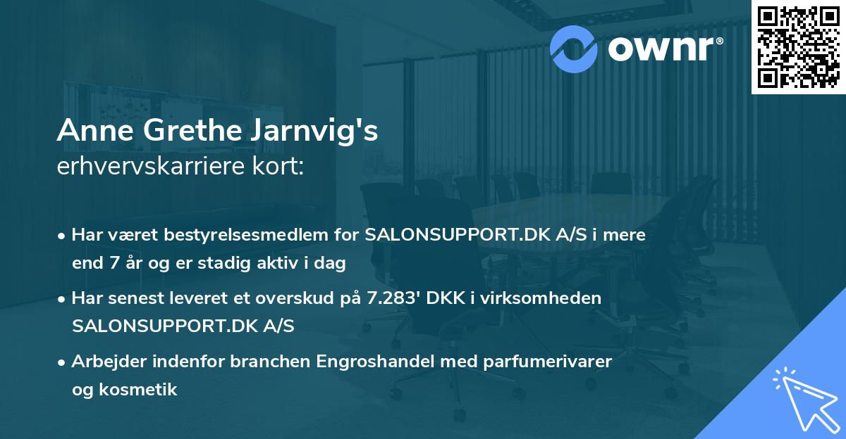 Anne Grethe Jarnvig's erhvervskarriere kort