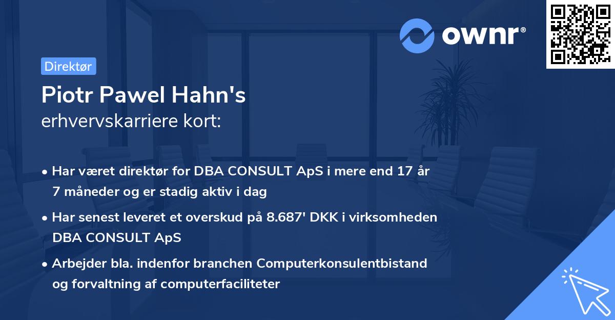 Piotr Pawel Hahn's erhvervskarriere kort