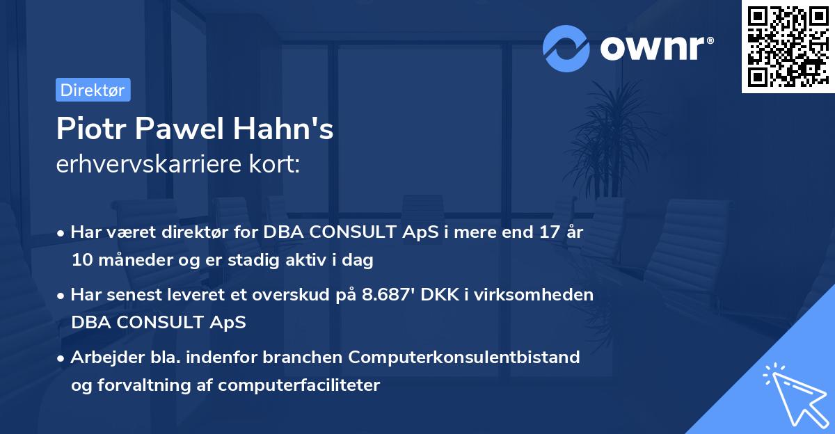 Piotr Pawel Hahn's erhvervskarriere kort