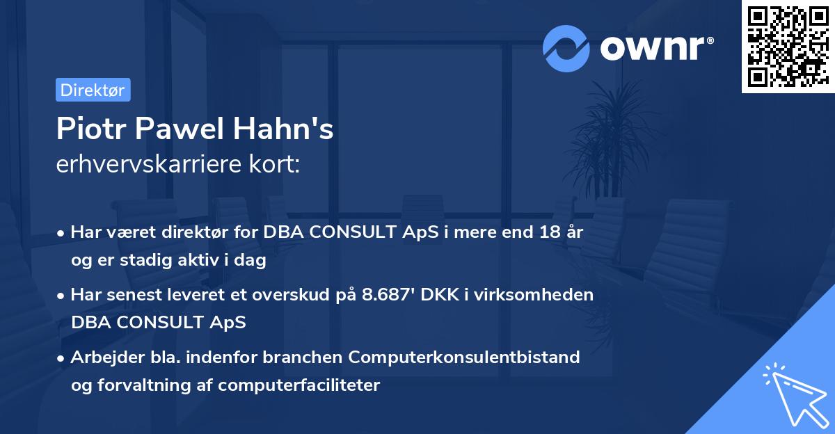 Piotr Pawel Hahn's erhvervskarriere kort