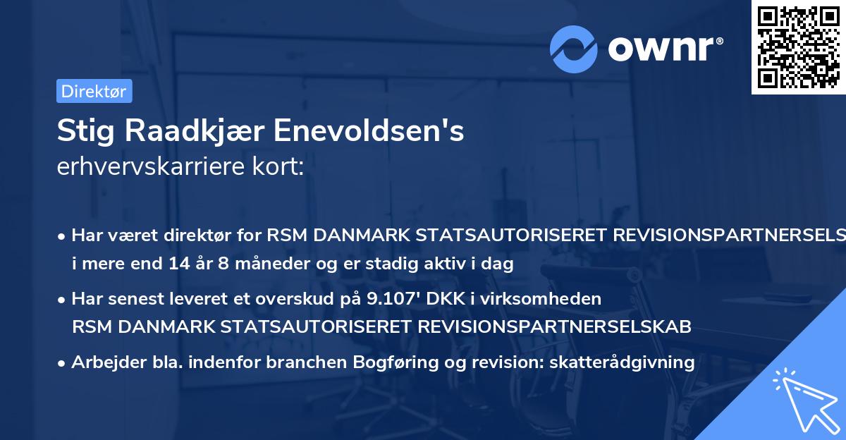 Stig Raadkjær Enevoldsen's erhvervskarriere kort