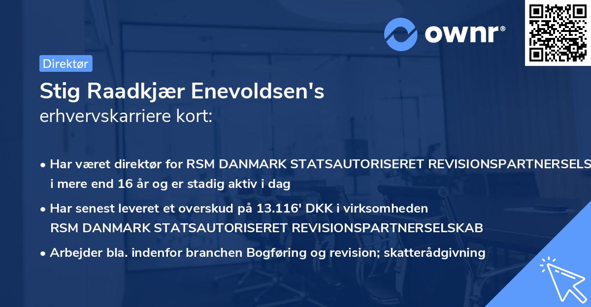 Stig Raadkjær Enevoldsen's erhvervskarriere kort