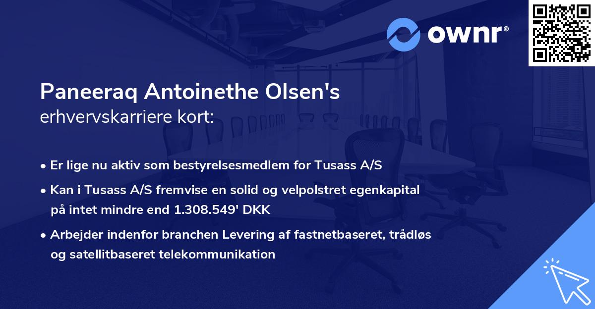 Paneeraq Antoinethe Olsen's erhvervskarriere kort