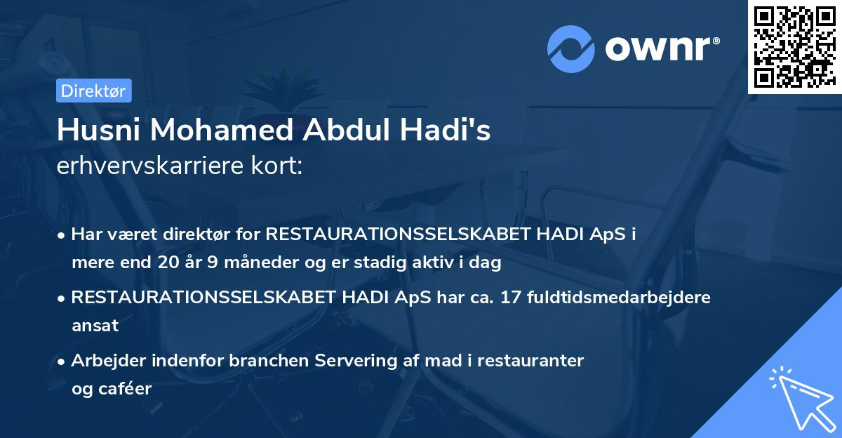 Husni Mohamed Abdul Hadi's erhvervskarriere kort
