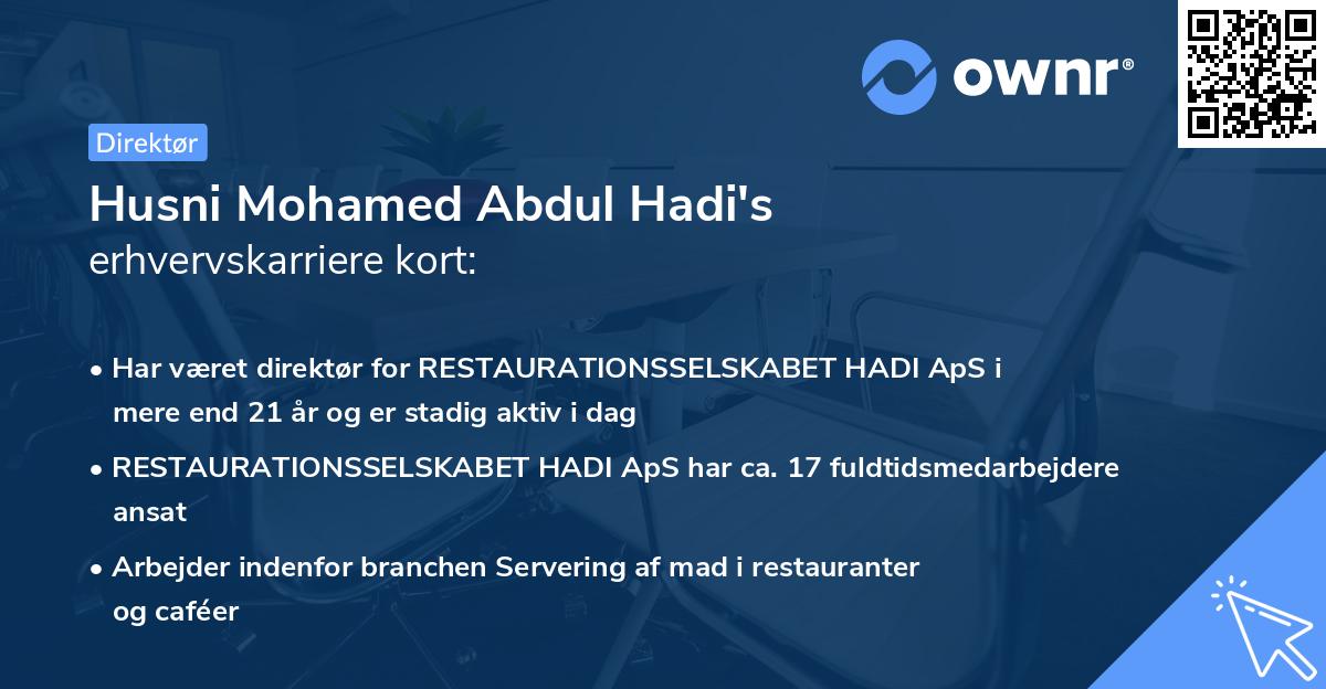 Husni Mohamed Abdul Hadi's erhvervskarriere kort