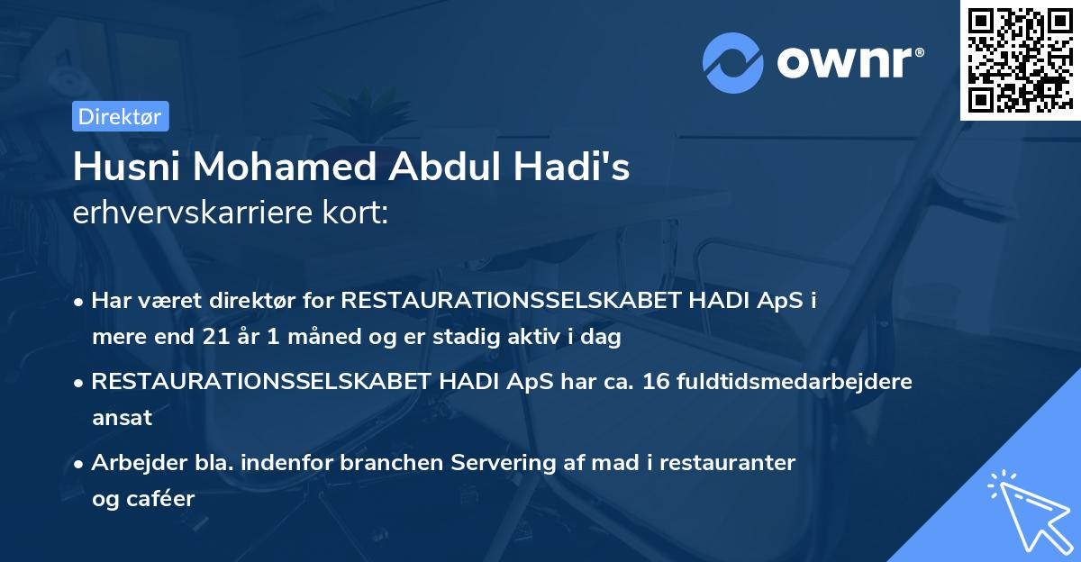 Husni Mohamed Abdul Hadi's erhvervskarriere kort