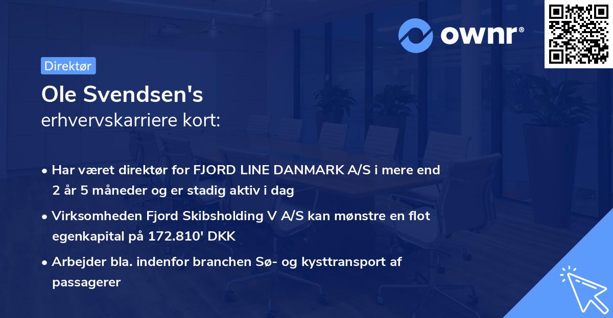 Ole Svendsen's erhvervskarriere kort