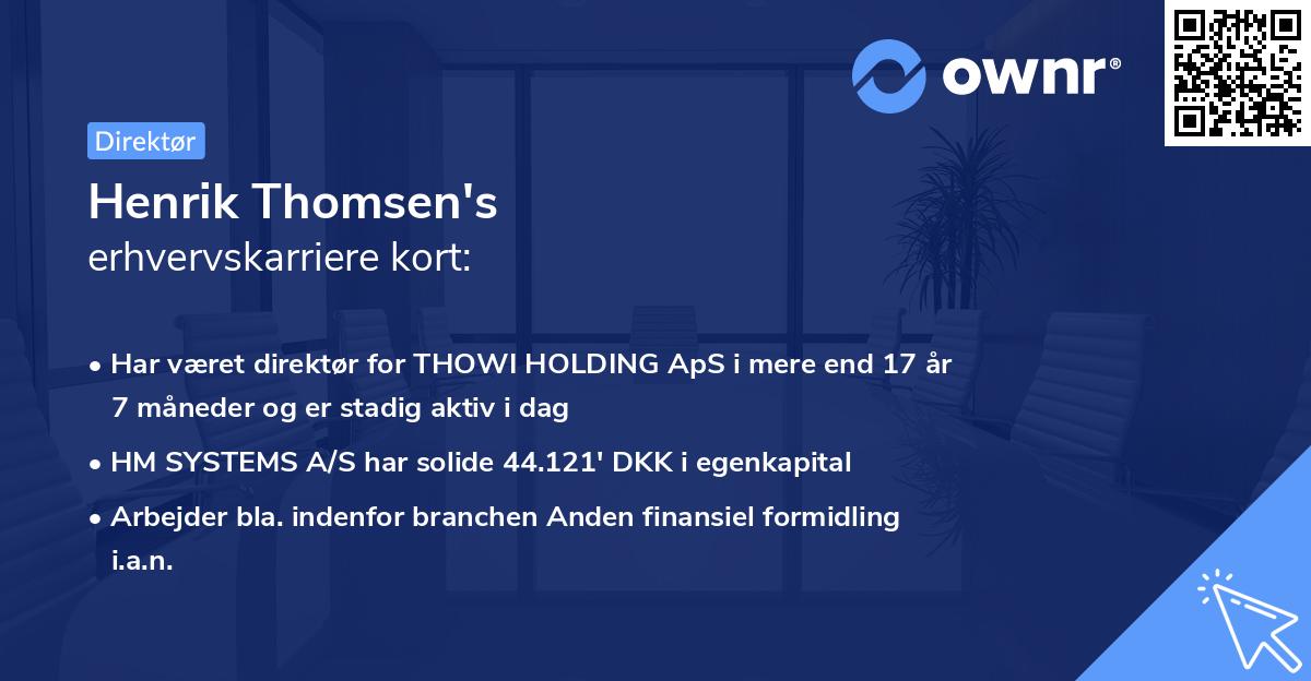 Henrik Thomsen's erhvervskarriere kort