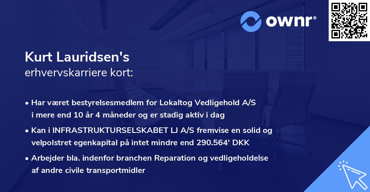 Kurt Lauridsen's erhvervskarriere kort