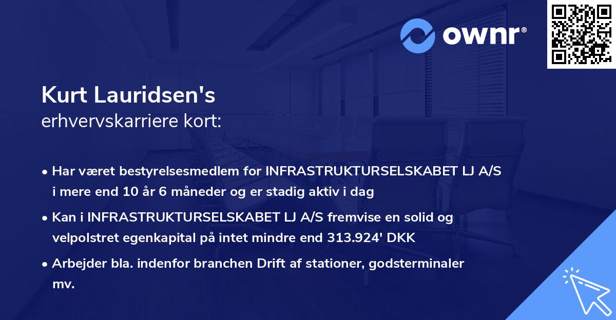 Kurt Lauridsen's erhvervskarriere kort