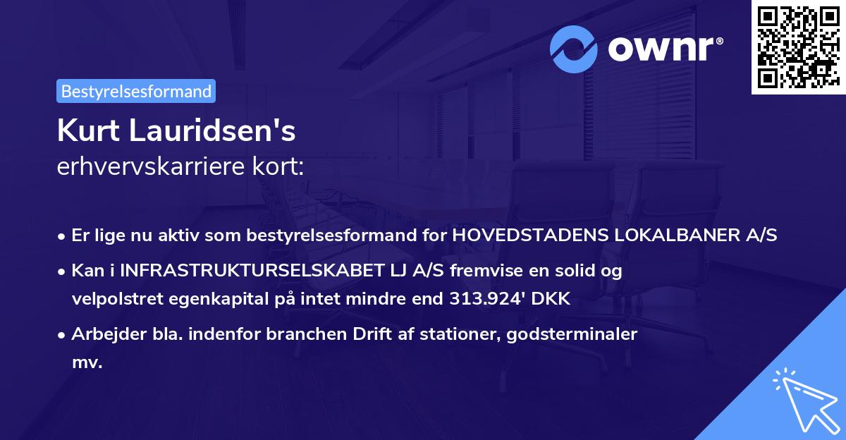 Kurt Lauridsen's erhvervskarriere kort