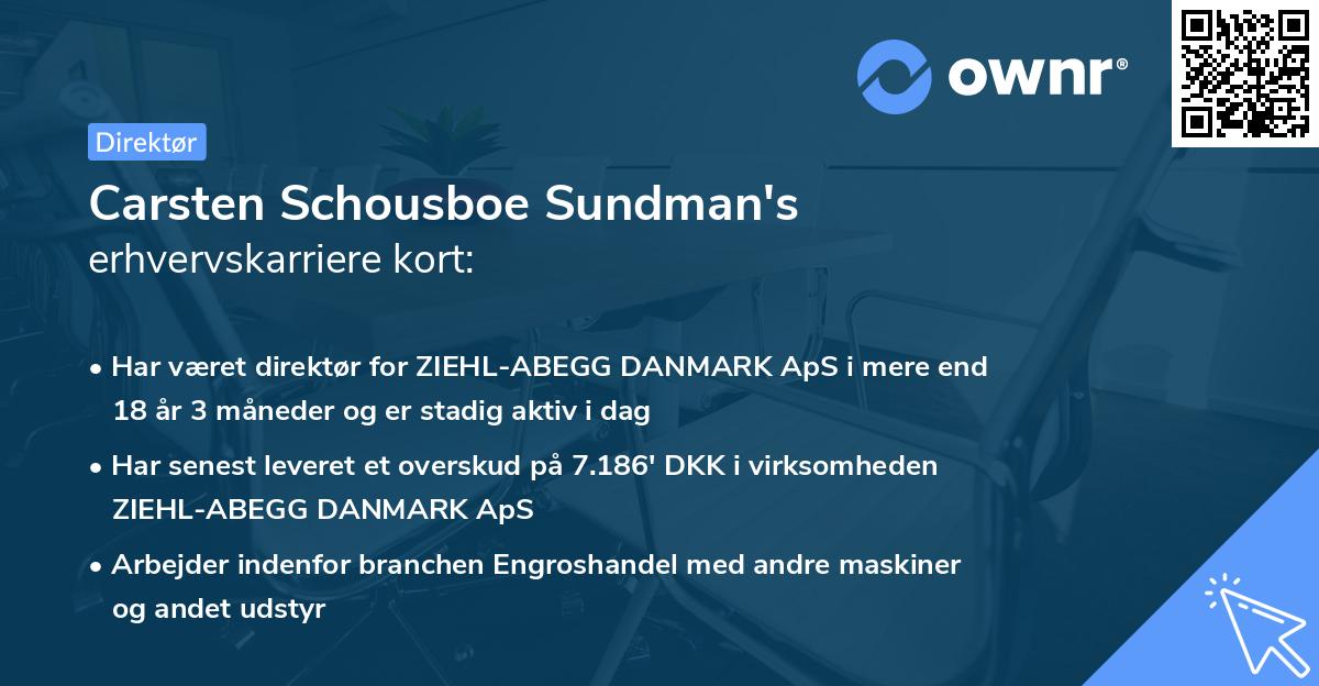 Carsten Schousboe Sundman's erhvervskarriere kort