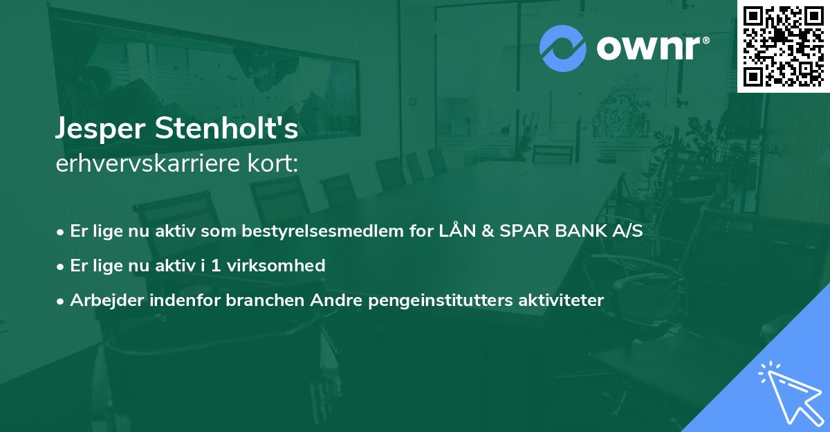 Jesper Stenholt's erhvervskarriere kort