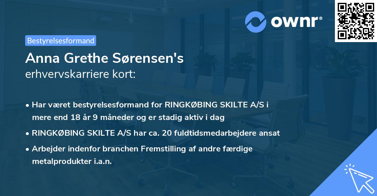 Anna Grethe Sørensen's erhvervskarriere kort