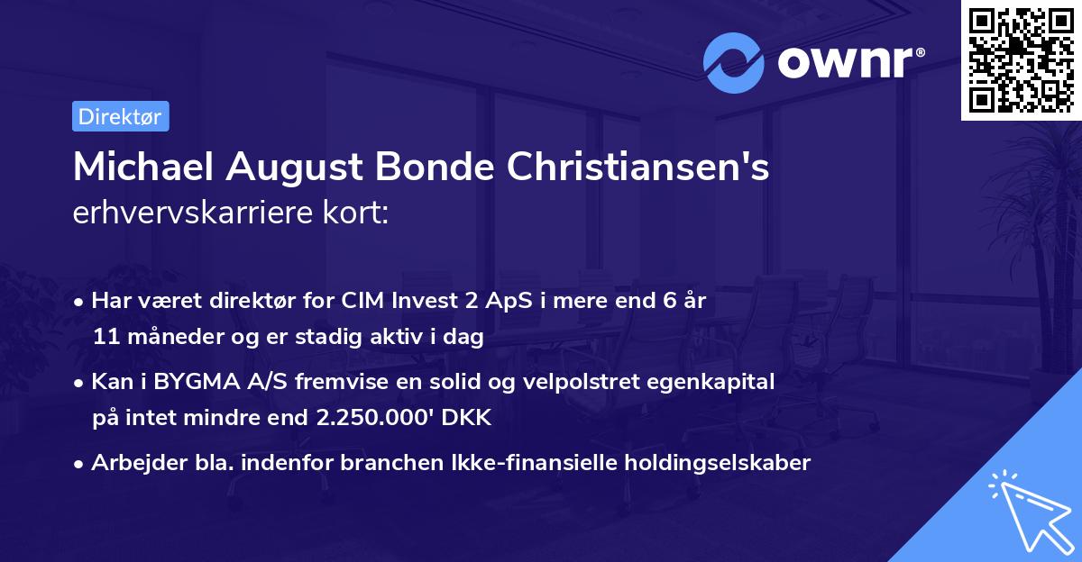 Michael August Bonde Christiansen's erhvervskarriere kort
