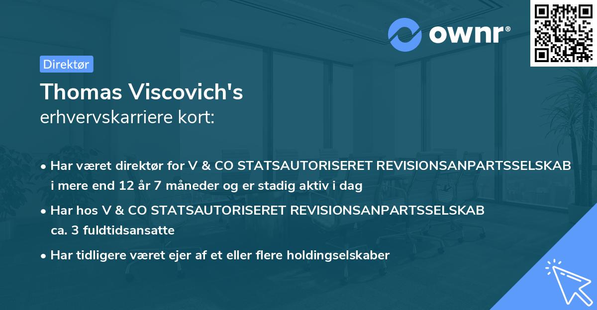 Thomas Viscovich's erhvervskarriere kort