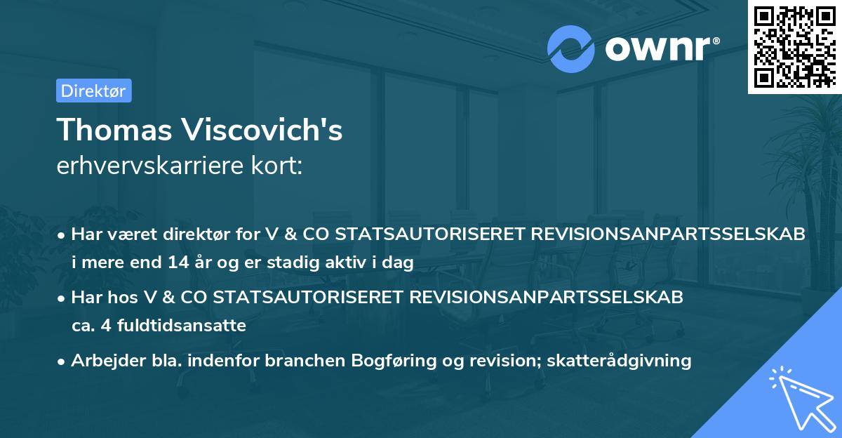 Thomas Viscovich's erhvervskarriere kort