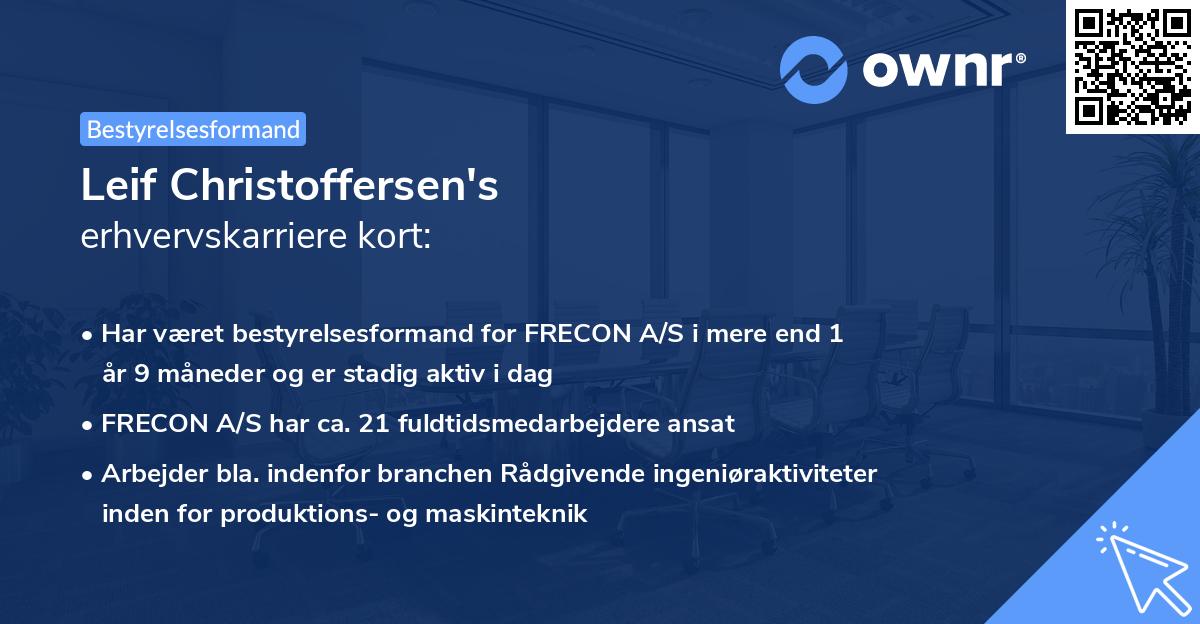 Leif Christoffersen's erhvervskarriere kort