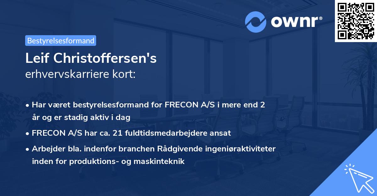 Leif Christoffersen's erhvervskarriere kort