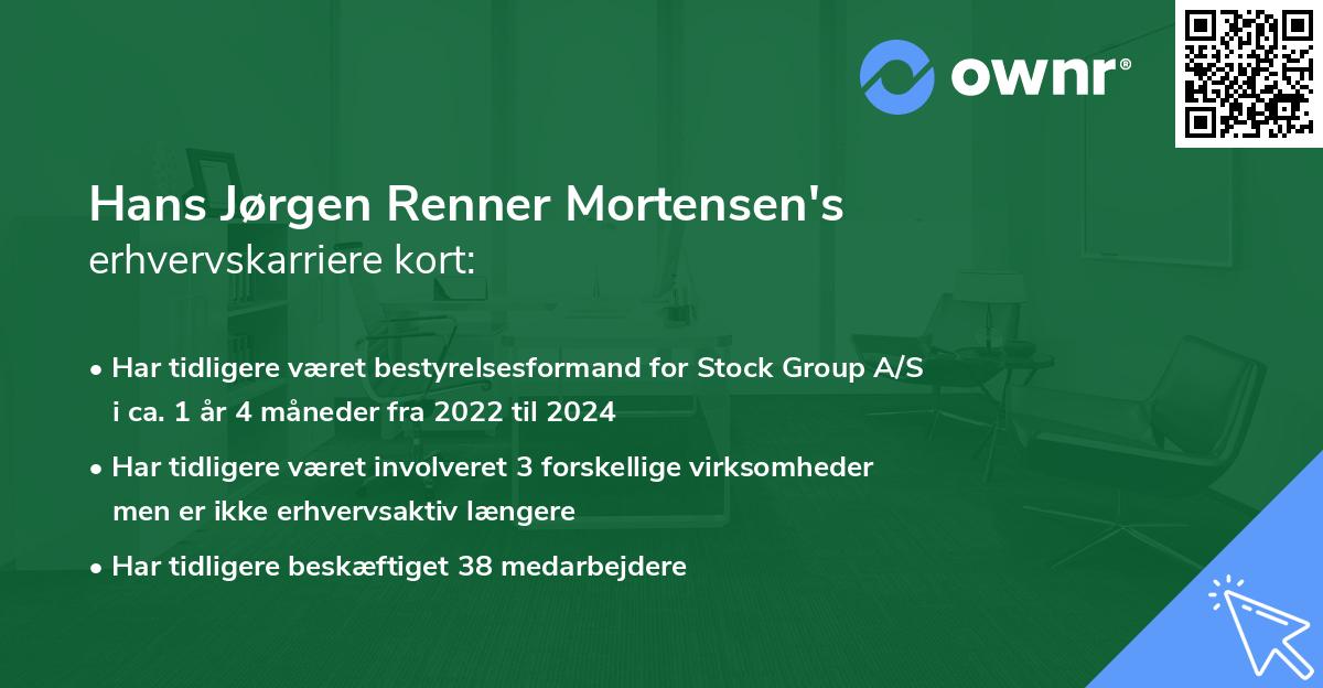 Hans Jørgen Renner Mortensen's erhvervskarriere kort