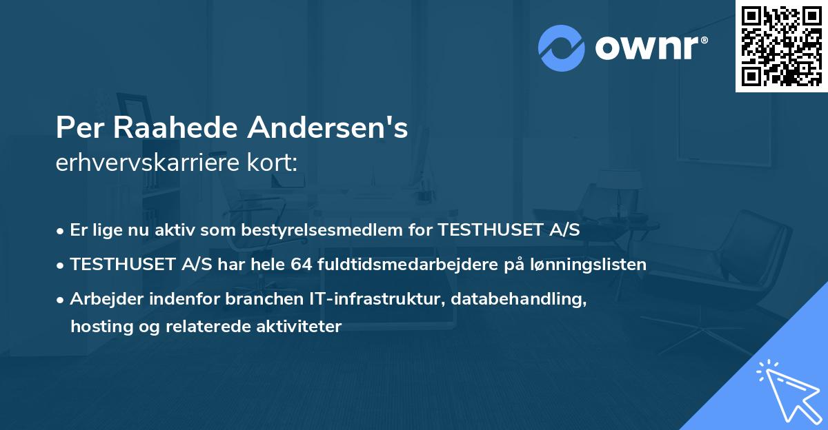Per Raahede Andersen's erhvervskarriere kort