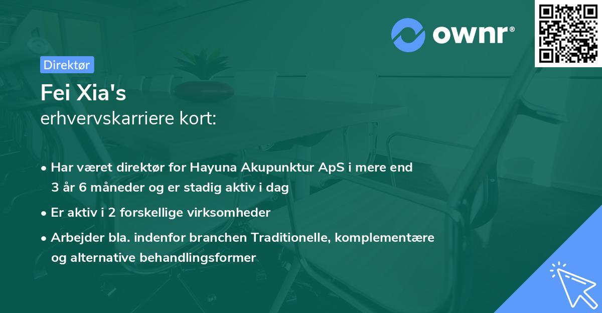 Fei Xia's erhvervskarriere kort