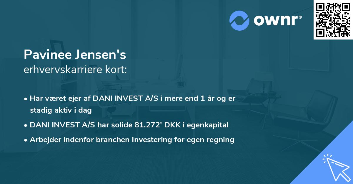 Pavinee Jensen's erhvervskarriere kort