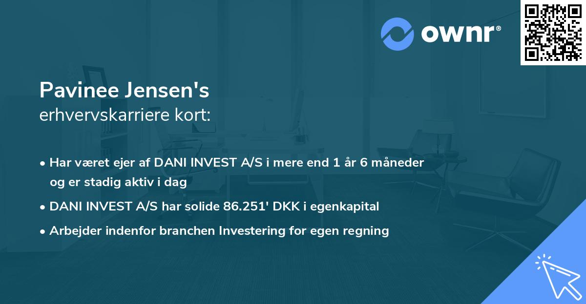 Pavinee Jensen's erhvervskarriere kort