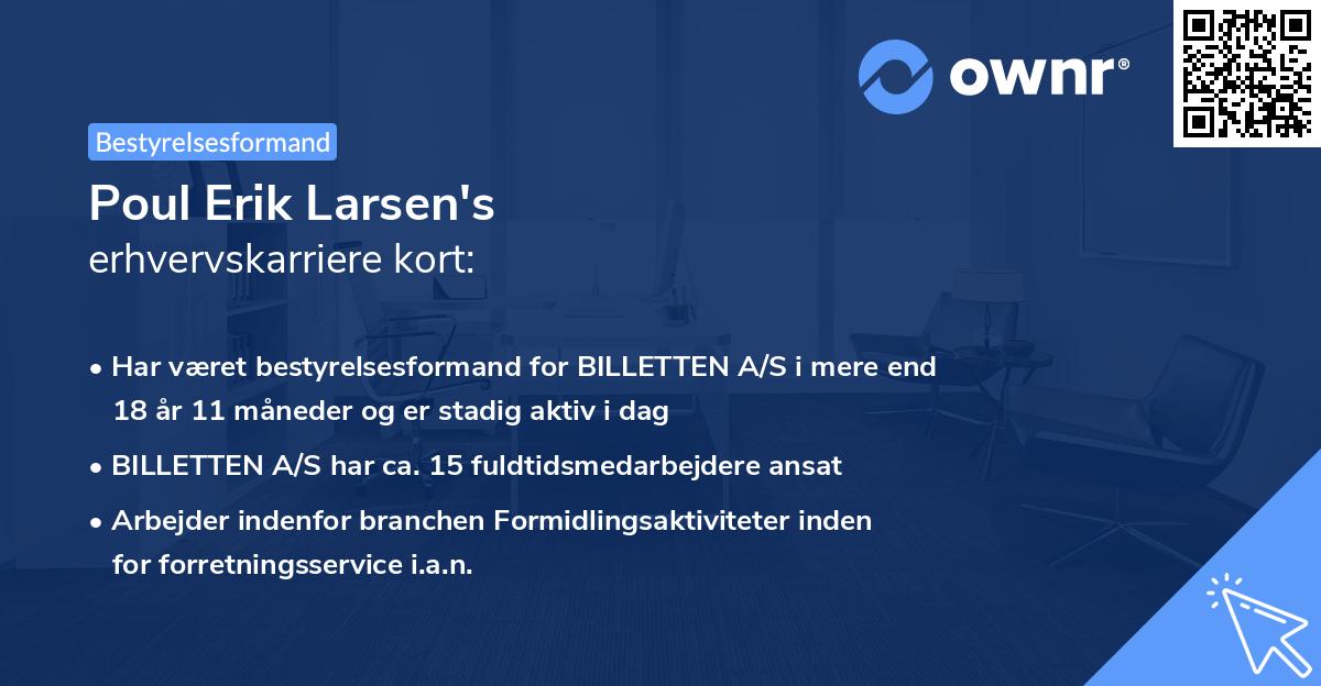 Poul Erik Larsen's erhvervskarriere kort