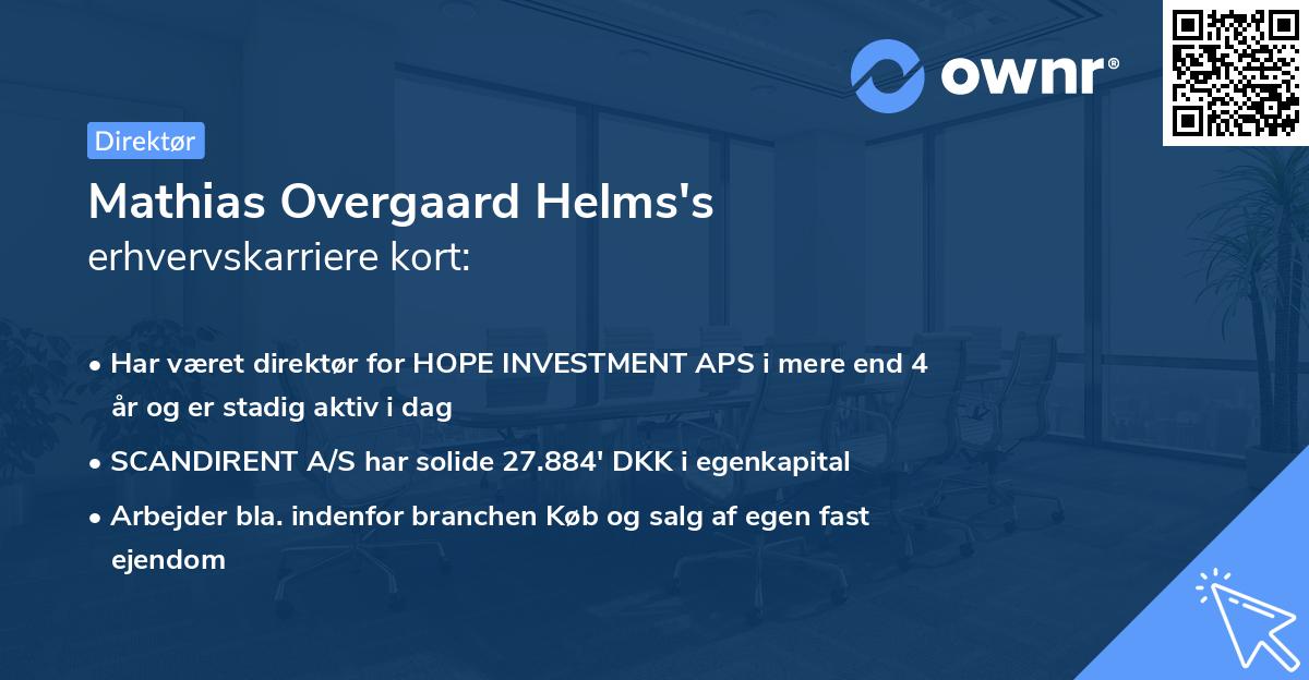 Mathias Overgaard Helms's erhvervskarriere kort