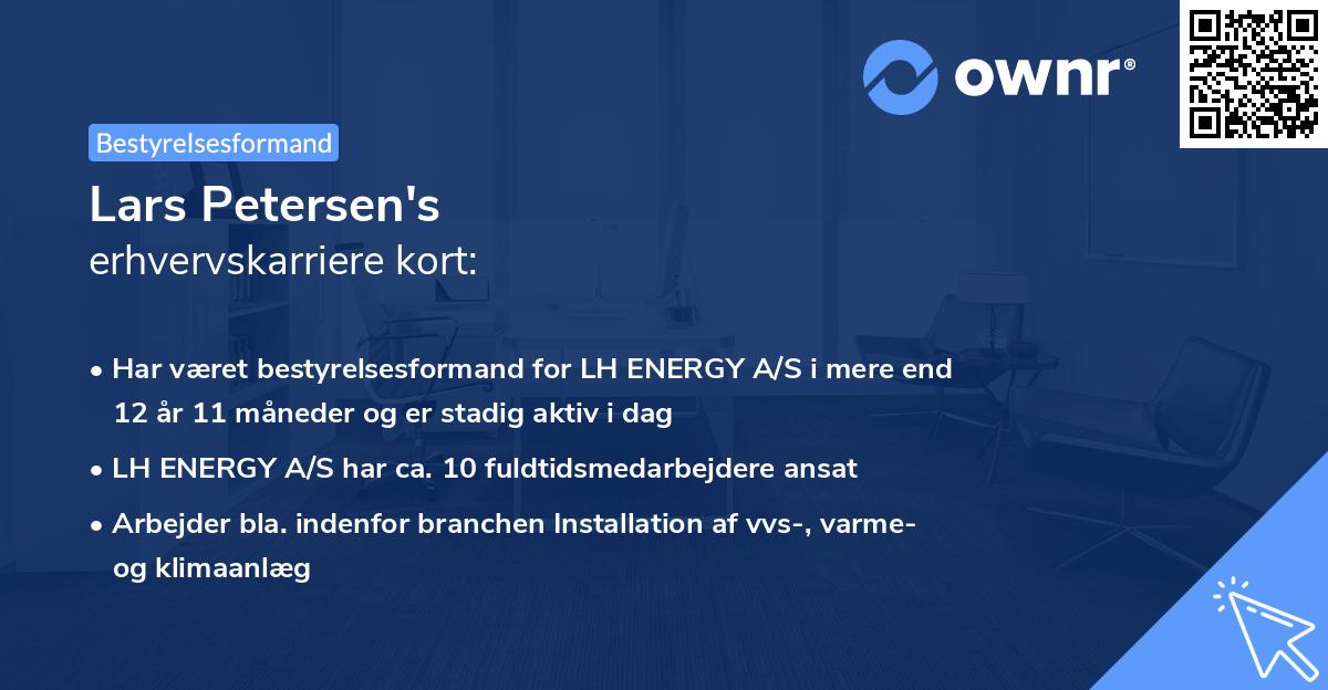 Lars Petersen's erhvervskarriere kort