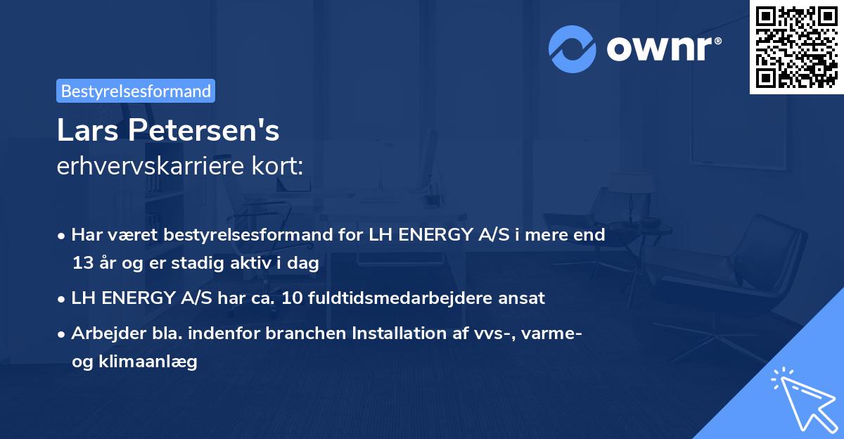Lars Petersen's erhvervskarriere kort