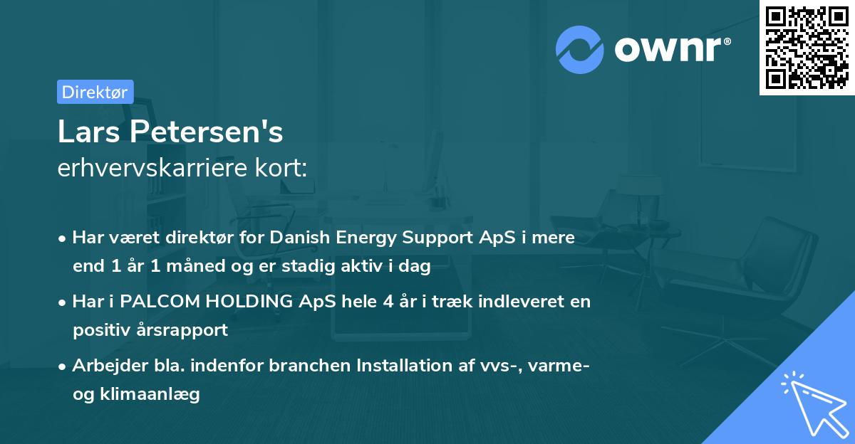 Lars Petersen's erhvervskarriere kort