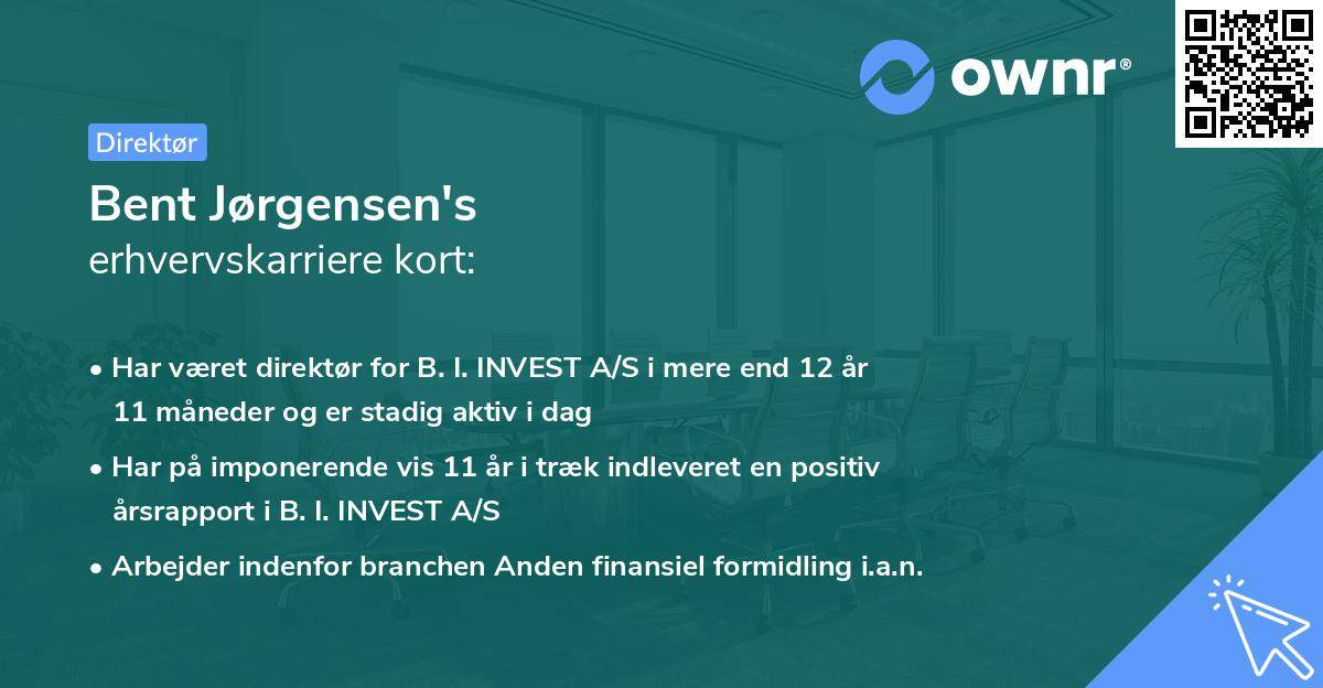 Bent Jørgensen's erhvervskarriere kort