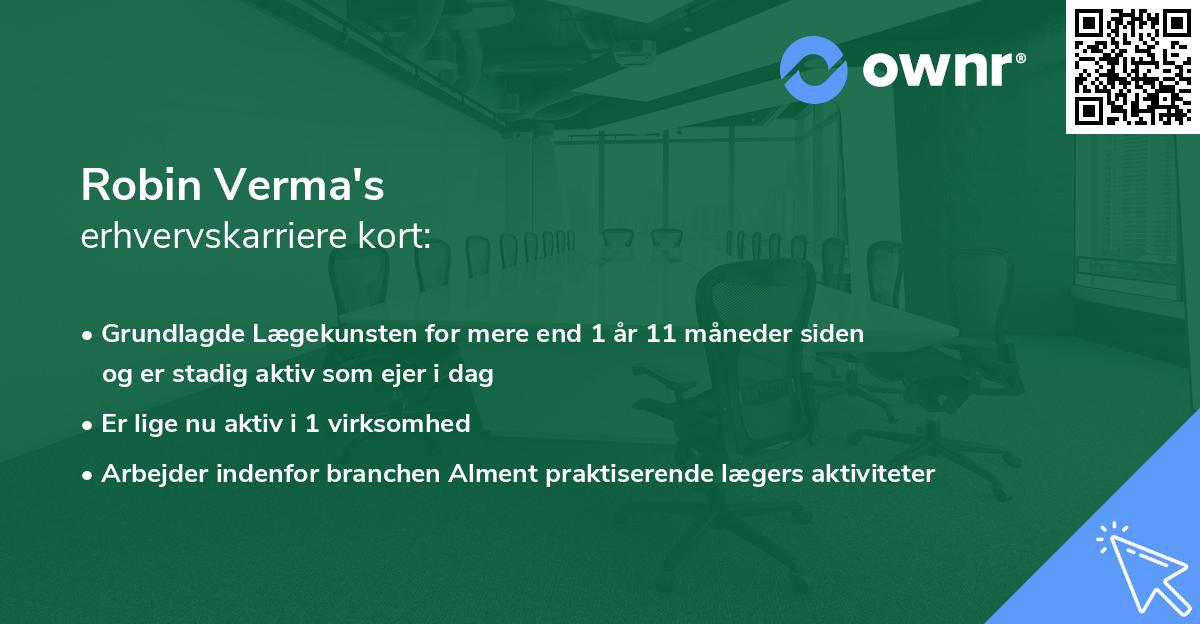 Robin Verma's erhvervskarriere kort