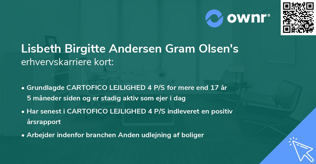 Lisbeth Birgitte Andersen Gram Olsen's erhvervskarriere kort