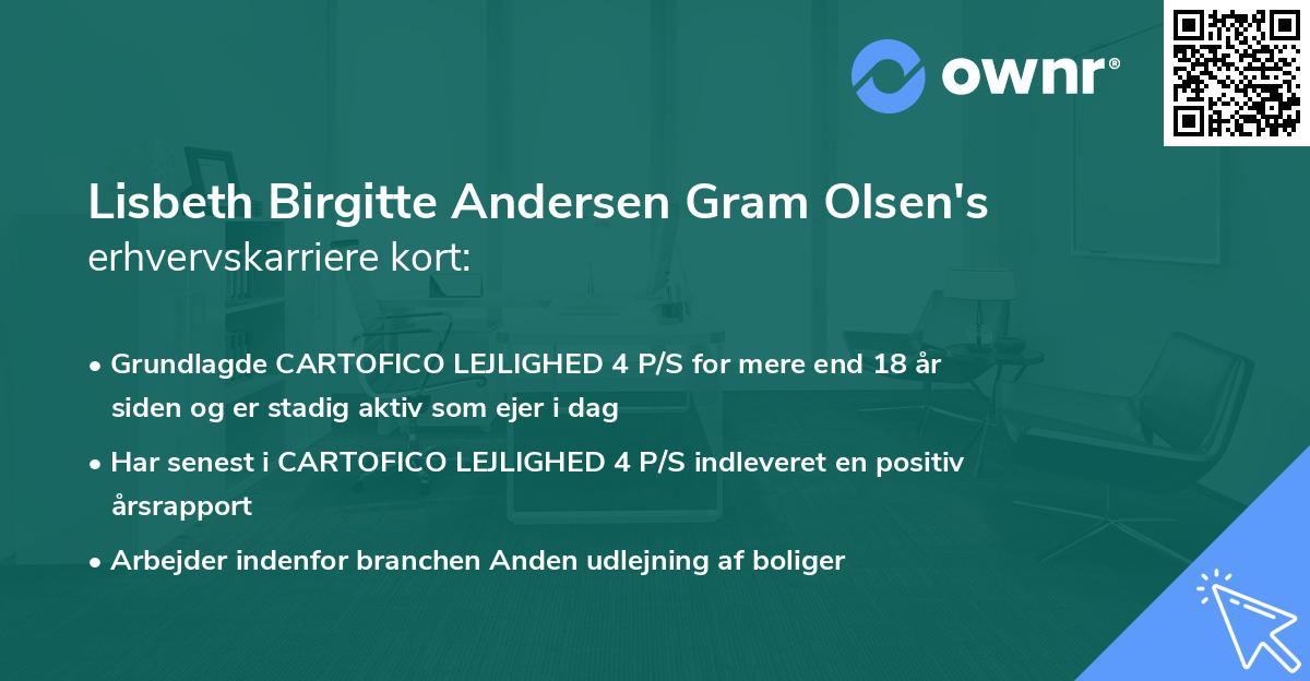 Lisbeth Birgitte Andersen Gram Olsen's erhvervskarriere kort