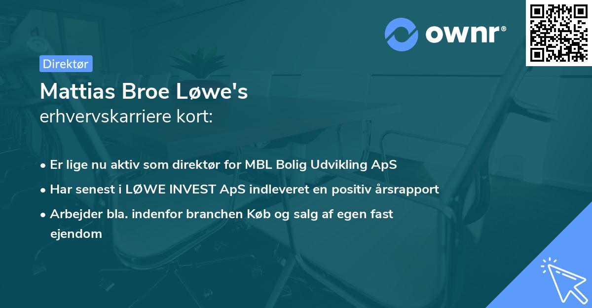 Mattias Broe Løwe's erhvervskarriere kort