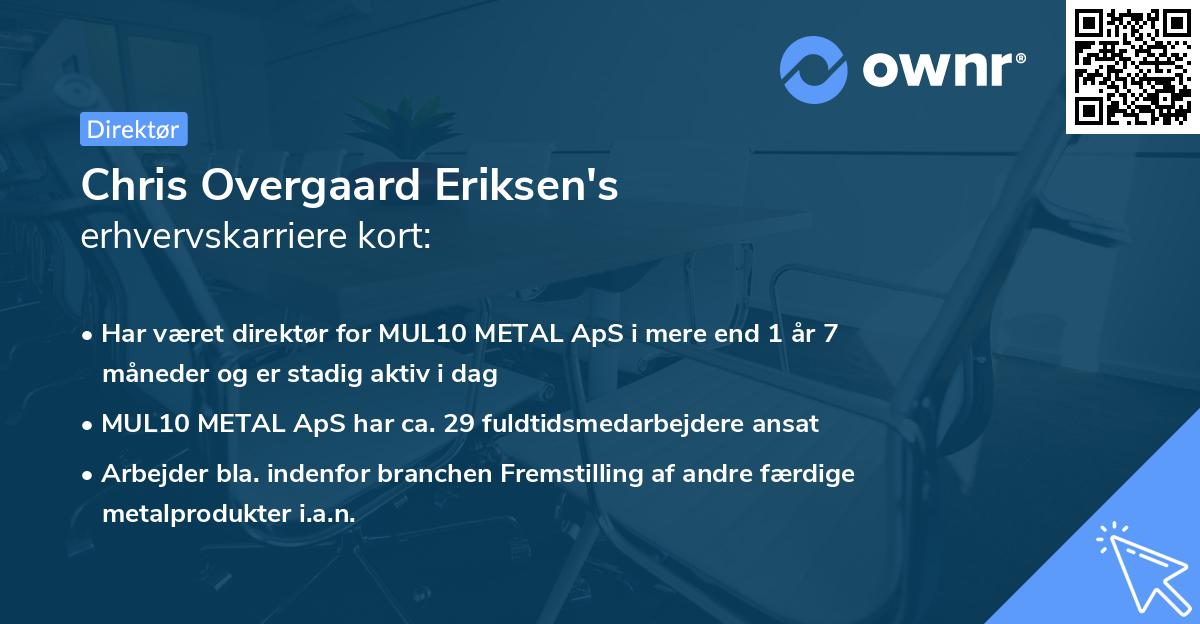 Chris Overgaard Eriksen's erhvervskarriere kort