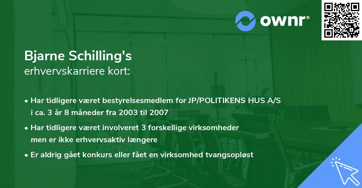 Bjarne Schilling's erhvervskarriere kort