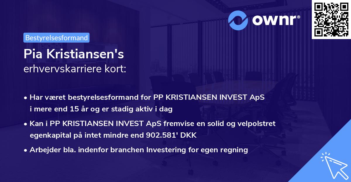 Pia Kristiansen's erhvervskarriere kort