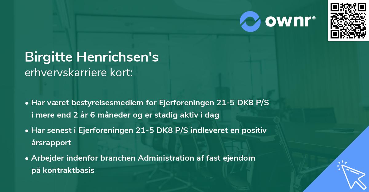 Birgitte Henrichsen's erhvervskarriere kort
