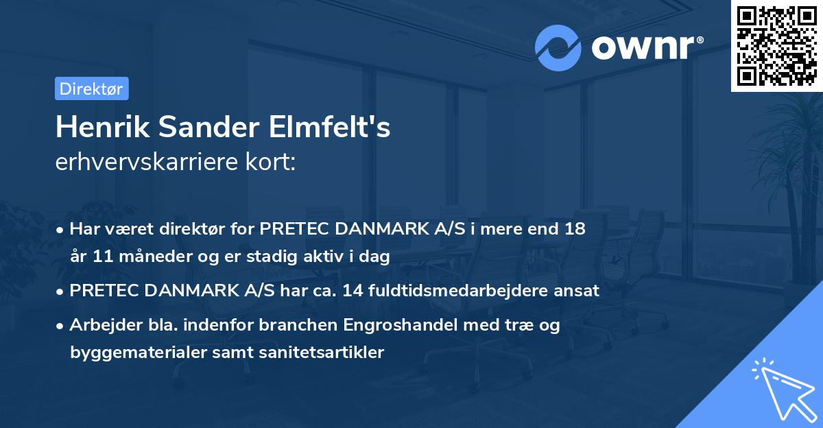 Henrik Sander Elmfelt's erhvervskarriere kort