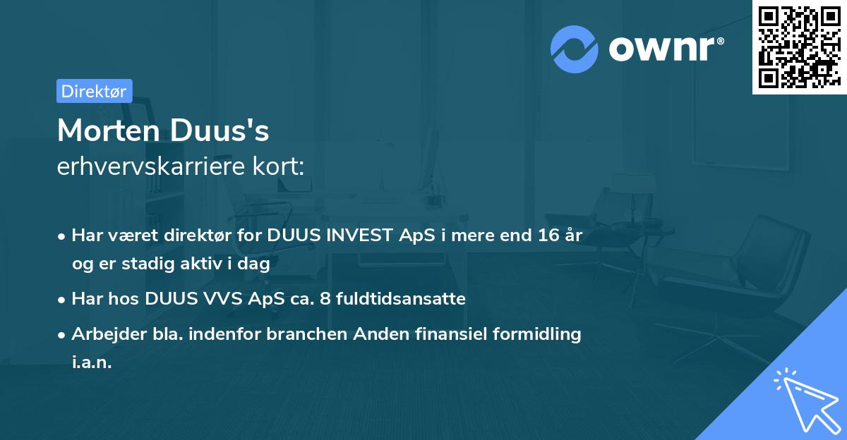 Morten Duus's erhvervskarriere kort
