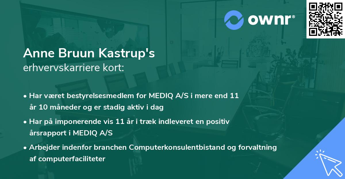 Anne Bruun Kastrup's erhvervskarriere kort